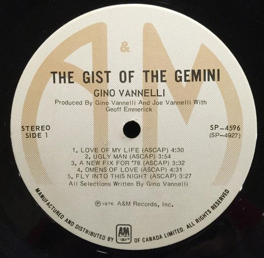 Gino Vannelli - The Gist Of The Gemini Vinyl Record