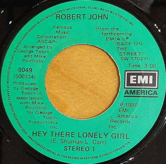 Robert John - Hey There Lonely Girl Vinyl Record