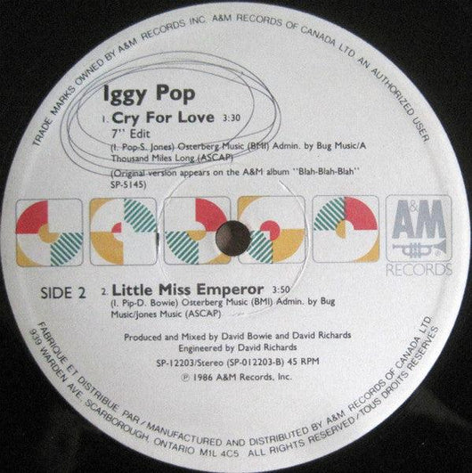 Iggy Pop - Cry For Love Vinyl Record