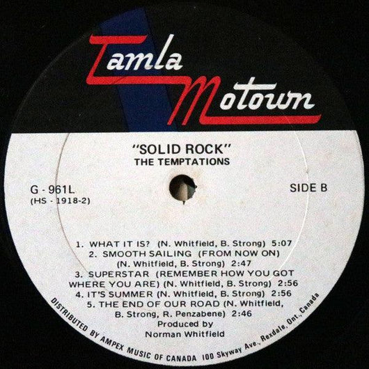 The Temptations - Solid Rock Vinyl Record